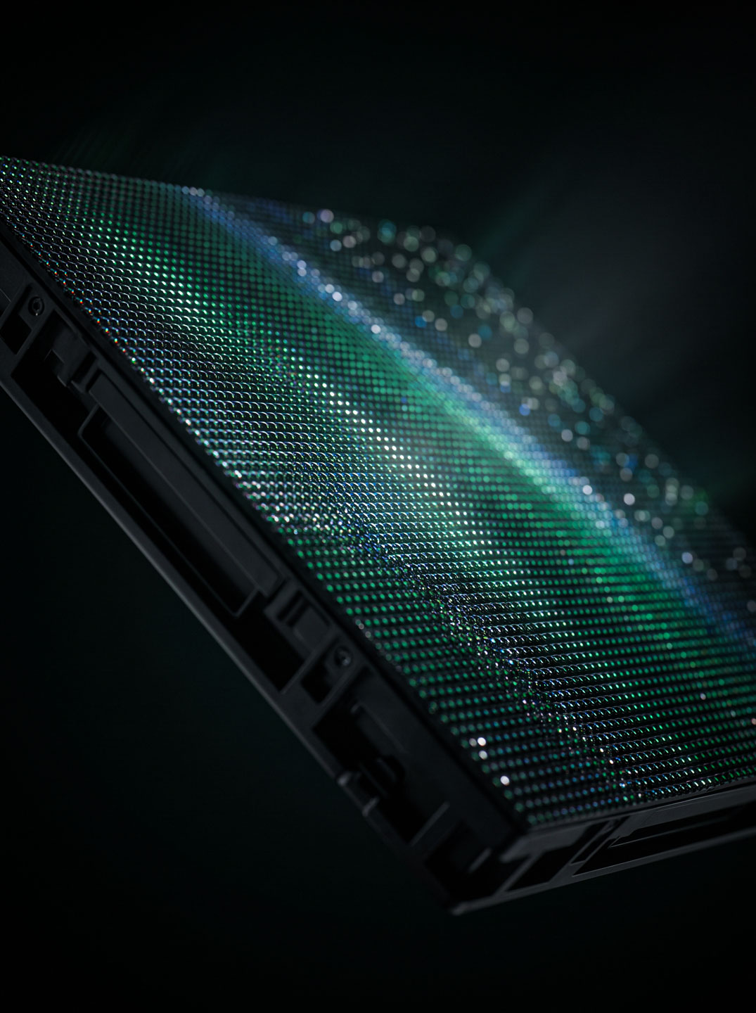 Detalhe de um painel de LED da Nacional LED
